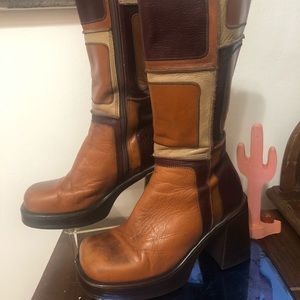 VTG 1990s Patchwork boots Grunge  Cottagecore 7.5